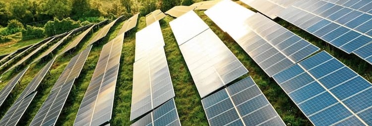 champ de panneaux solaires